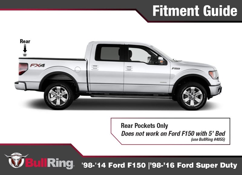 Bull Ring Flush Fit Retractable Truck Bed Tie Down Anchors Compatible with 1998-2014 Ford F150, 1998-2016 Ford F250 & F350 Super Duty Trucks, Easy Installation, Stainless Ford Factory Look, 1 Pair - Image 2